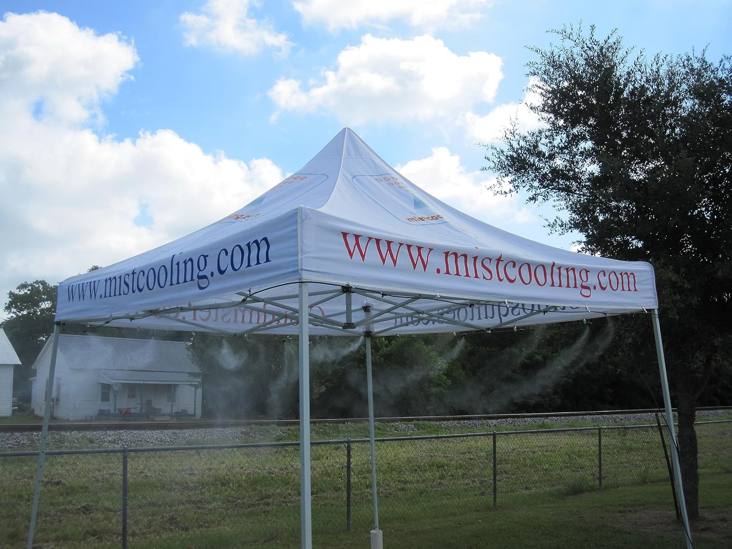 Misting Tent - Portable Outdoor Cooling Shade 10' x 20' With Mist System - 20 Nozzles - Easy Set-Up for Events (Blue)