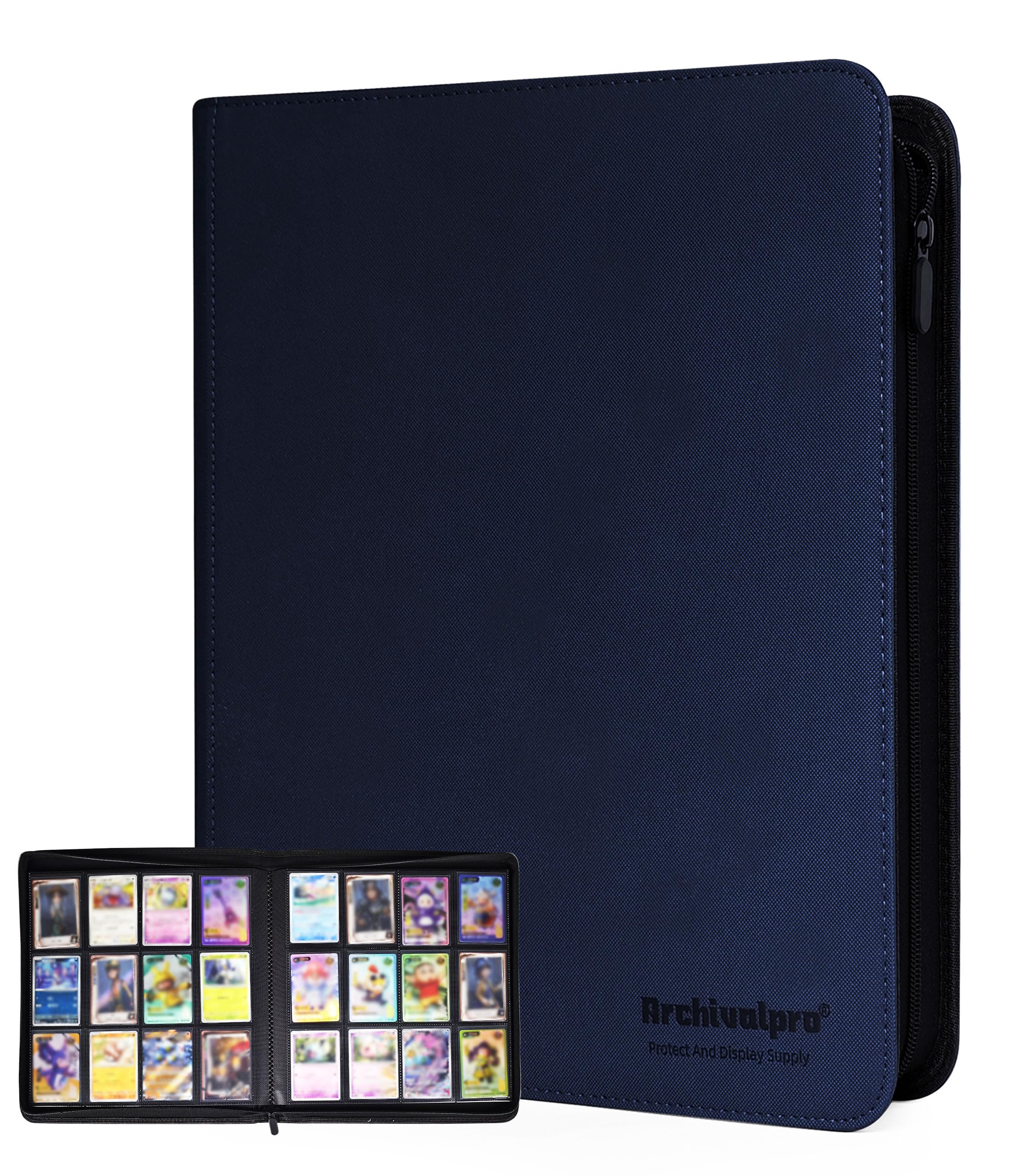 12 Pocket Card Binder, Premium Zip Trading Card Binder for 480 Cards(BL)