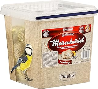Fidelio Meisenknödel mit Netz, ganzjähriges Wildvogelfutter proteinreich / energiereich, hochwertiges Vogelfutter für Wildvögel, 30 Stück im Eimer, 2.5 kg product image
