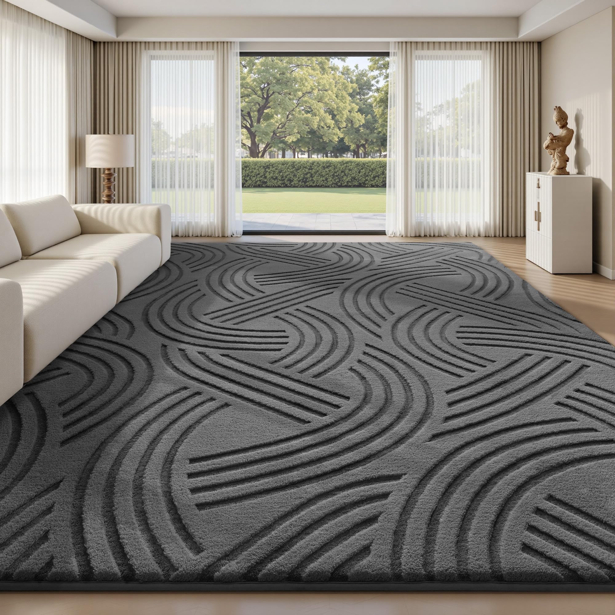 Sour Lemon Rugs Living Room Bedroom 200 x 300 cm, Large Modern Area Rug 3D High-Low Effect Carpet, Anti Slip Machine Washable Short Pile Mat Rug for Living Room Office Kids Room Home Decor