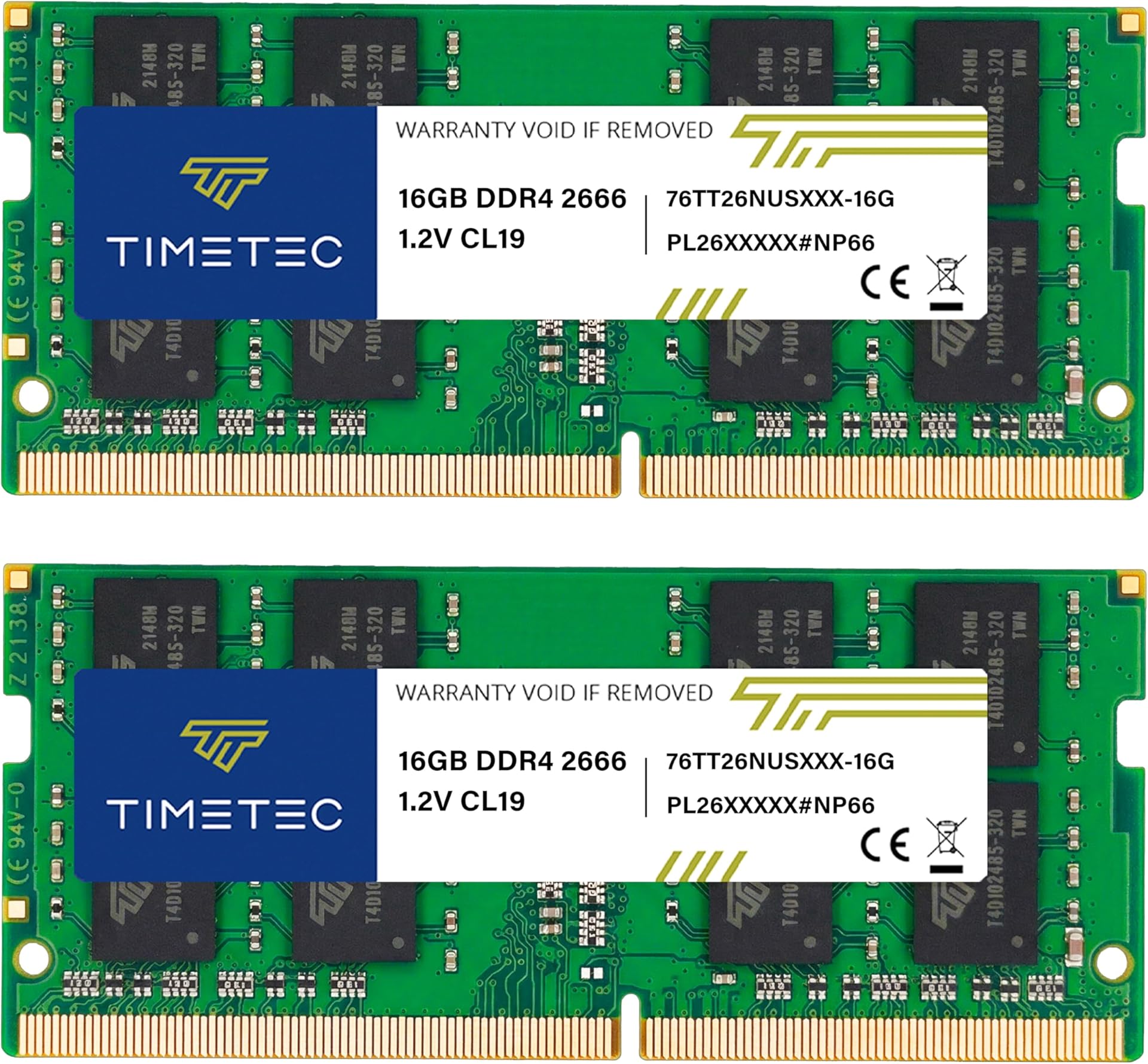 Timetec Premium 32GB KIT (2x16GB) DDR4 2666MHz (PC4-2666V) PC4-21300 SODIMM Laptop RAM – 260-Pin 1.2V CL19 Non-ECC Unbuffered Memory Module for Laptop, Notebook, Mini PC, All-in-One
