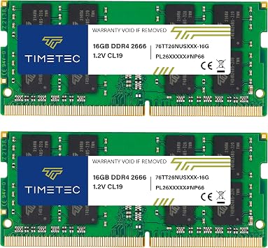 Timetec Selected 32GB KIT (2x16GB) DDR4 2666MHz (PC4-2666V) PC4-21300 SODIMM Laptop RAM 260-Pin 1.2V CL19 Non-ECC Unbuffered Memory Module for Laptop, Notebook, Mini PC, All-in-One