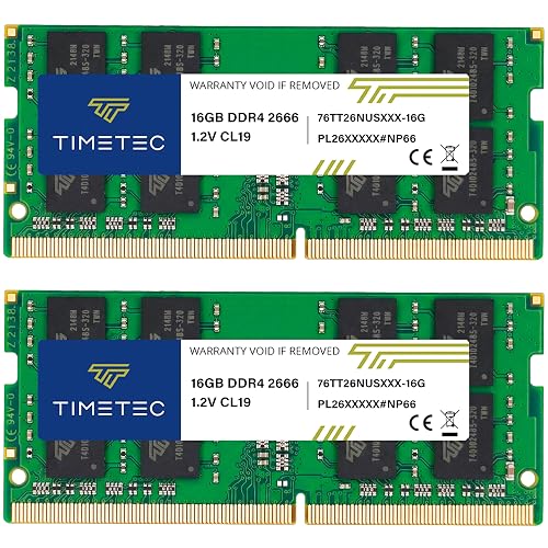 Timetec Elite 32GB KIT (2x16GB) DDR4 2666MHz (PC4-2666V) PC4-21300 SODIMM Laptop RAM – 260-Pin 1.2V CL19 Non-ECC Unbuffered Memory Module for Laptop, Notebook, Mini PC, All-in-One