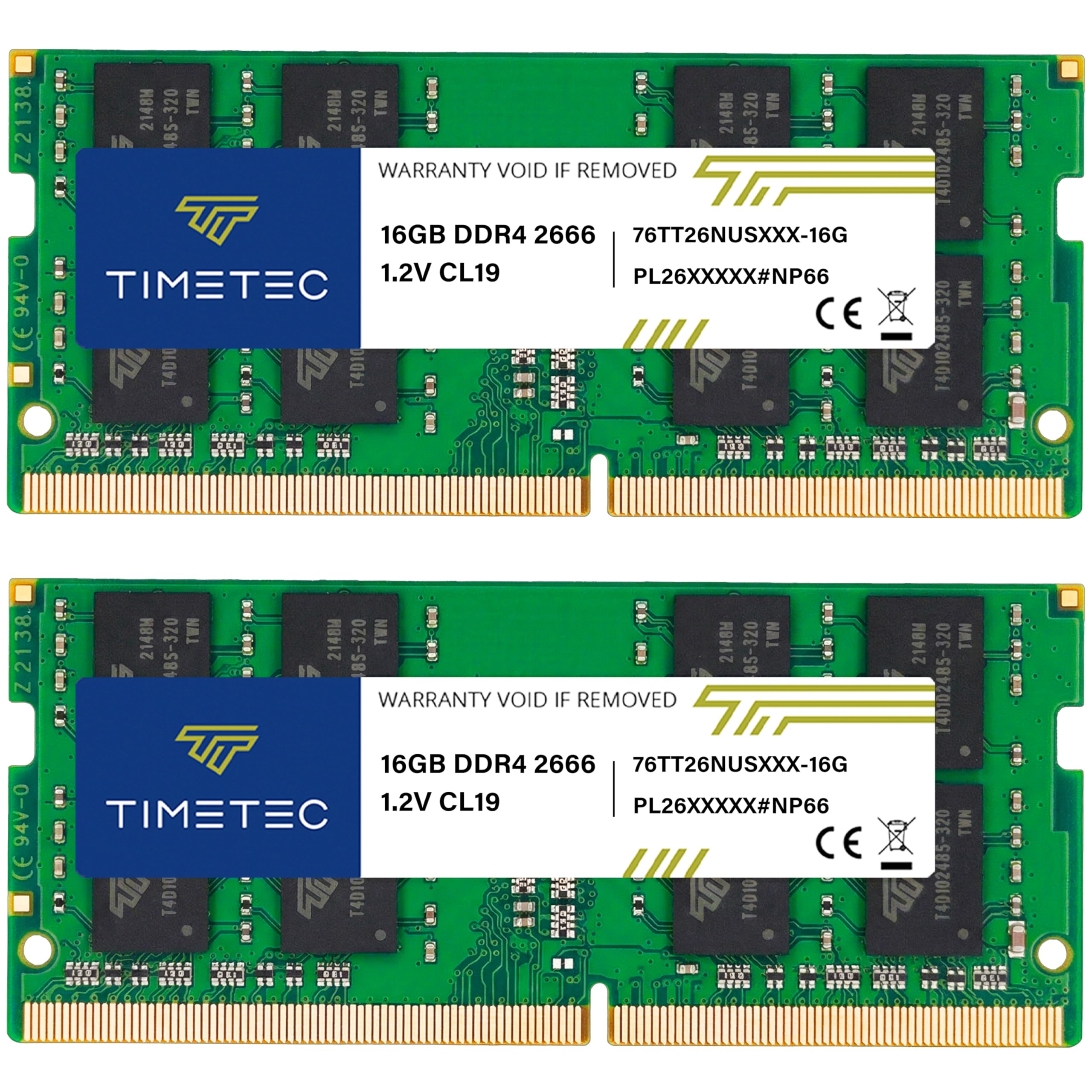 Timetec Premium 32GB KIT (2x16GB) DDR4 2666MHz (PC4-2666V) PC4-21300 SODIMM Laptop RAM – 260-Pin 1.2V CL19 Non-ECC Unbuffered Memory Module for Laptop, Notebook, Mini PC, All-in-One