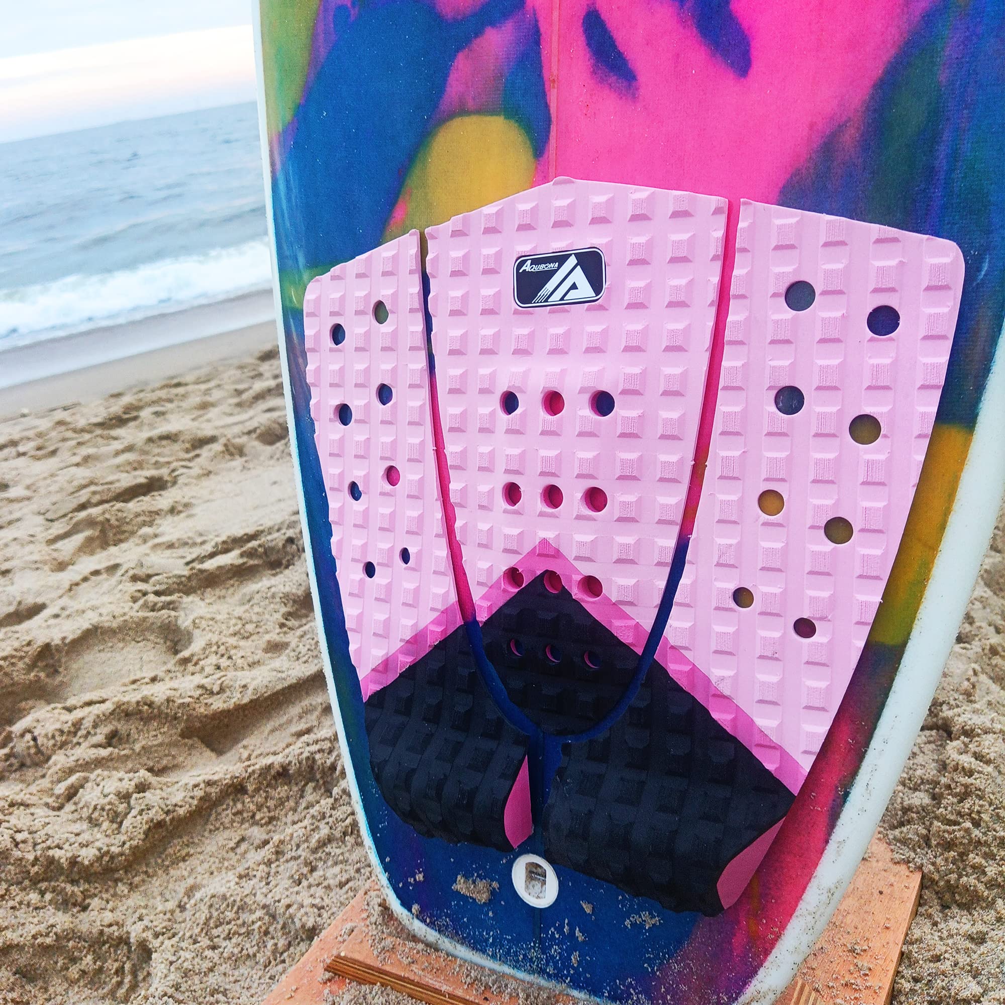 AQUBONA 3 Almohadillas de Goma EVA para Tablas de Surf con Adhesivo 3M, Pegamento Profesional, adecuadas para Tablas de Surf, shortboards, longboards