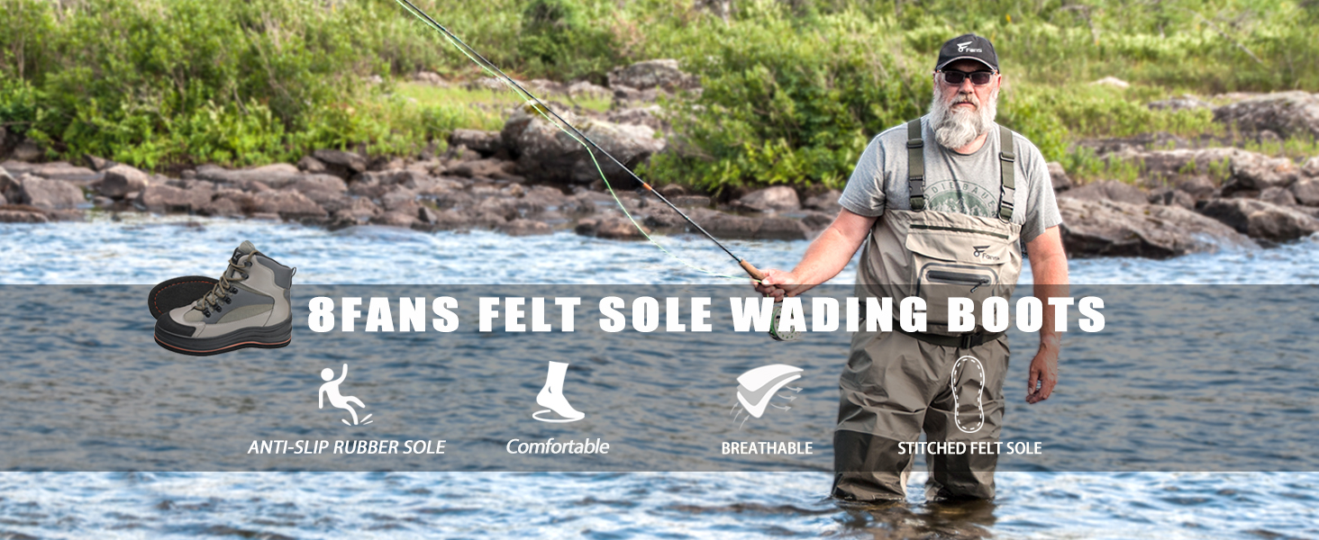 Amazon.com | 8 Fans Men's Wading Boots Non-Slip Felt Sole