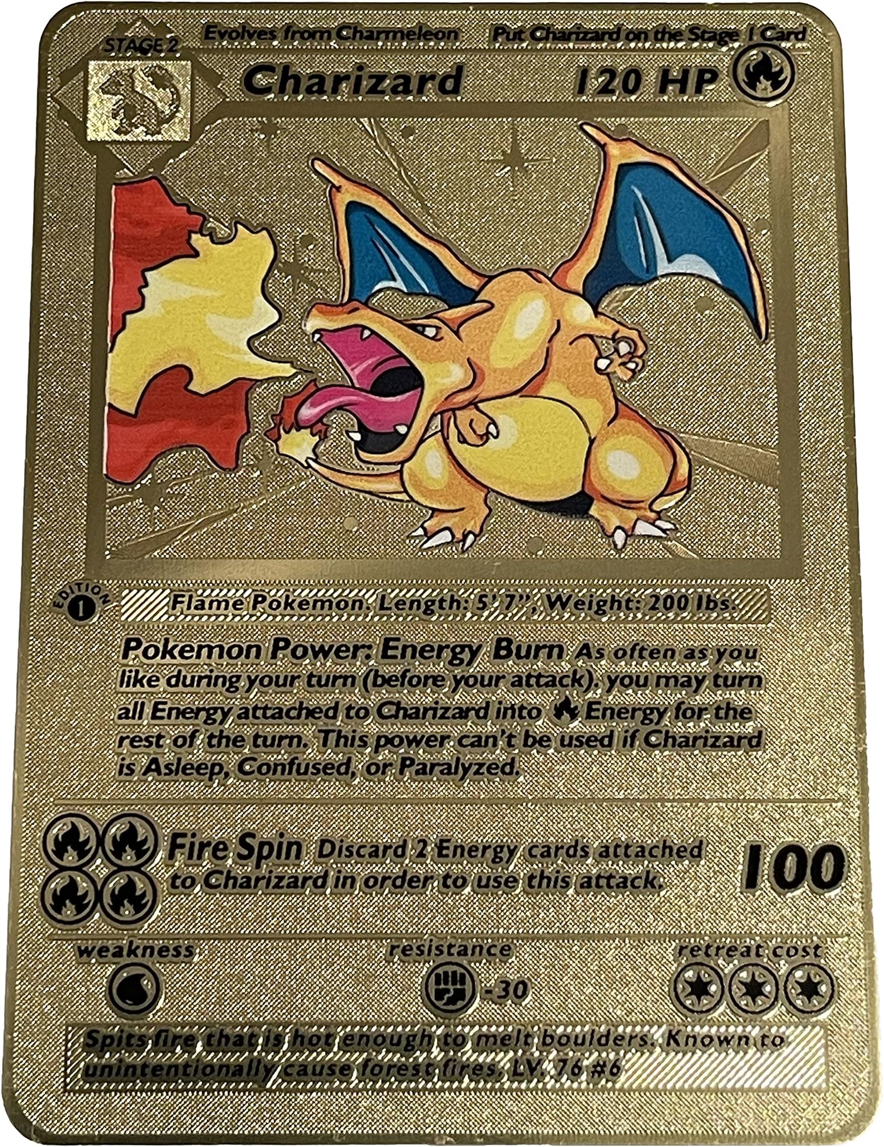 Nintendo / Game Freak Gold Charizard 1st Edition Metal Collectible Card - Limited Supply