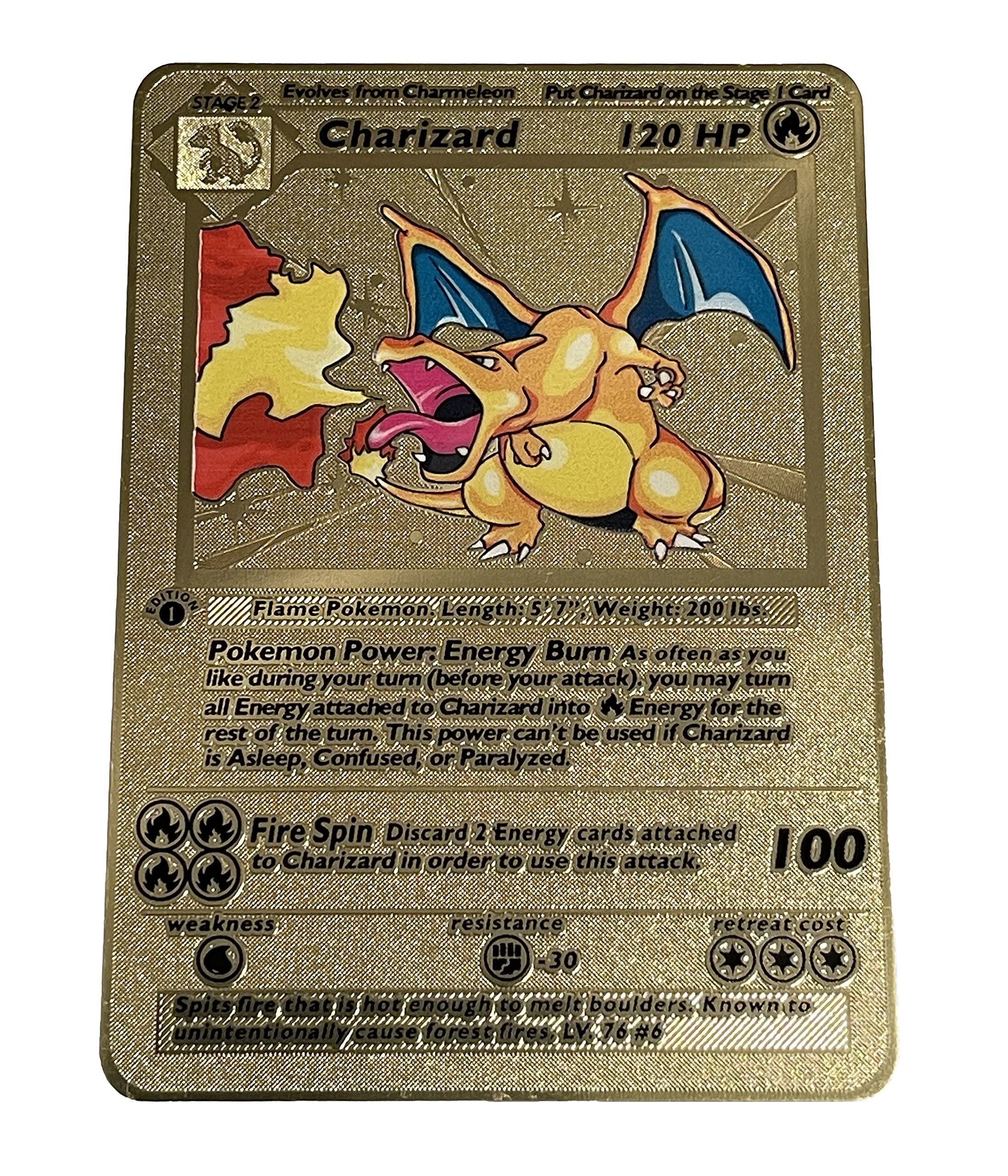 Buy Gold Charizard 1st Edition Metal Card Collector s Rare Shiny Card 