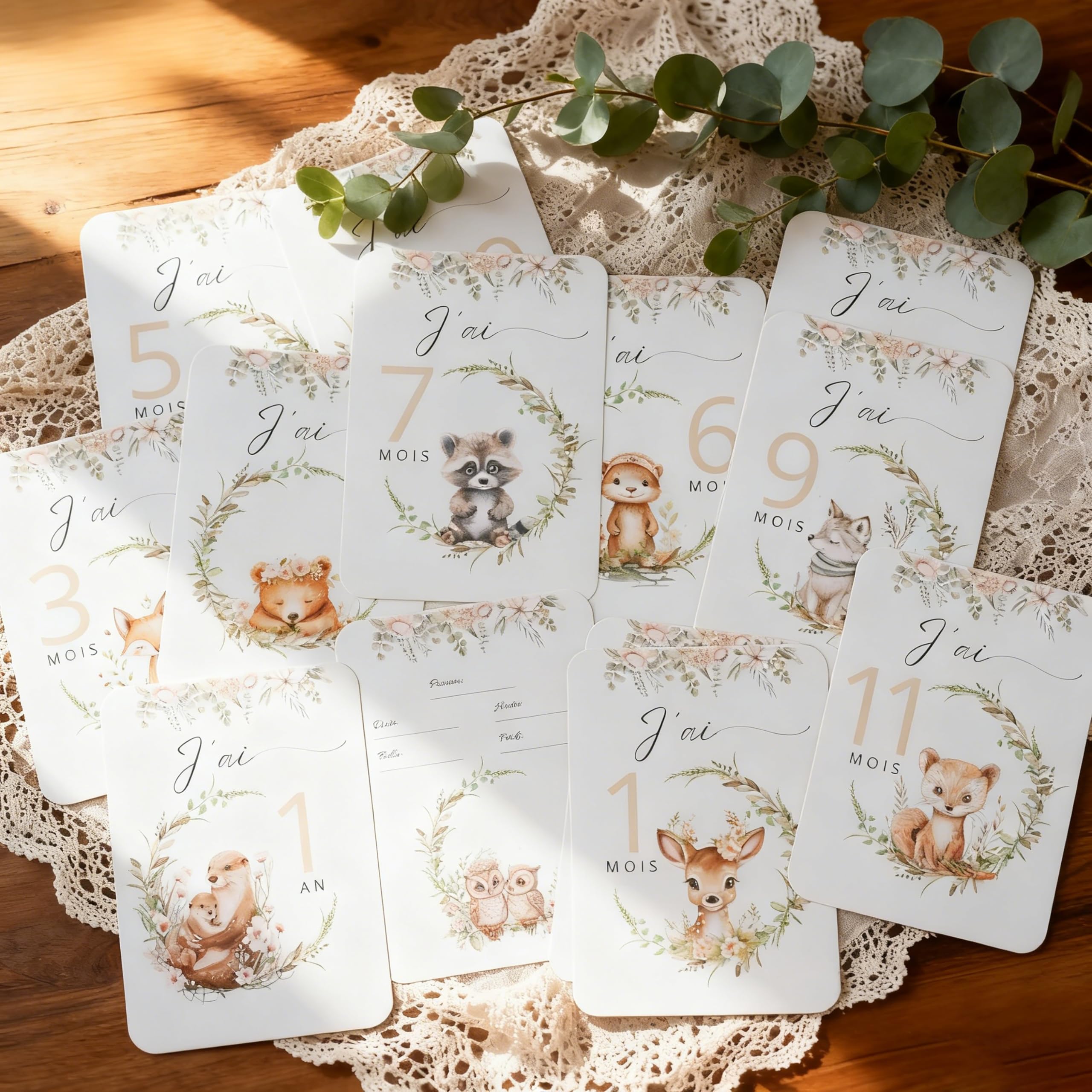 Libro de nacimiento para bebé (113 páginas, 13 cartas, mes al mes, bebé, 2 tarjetas, incluye el anuncio de padrina