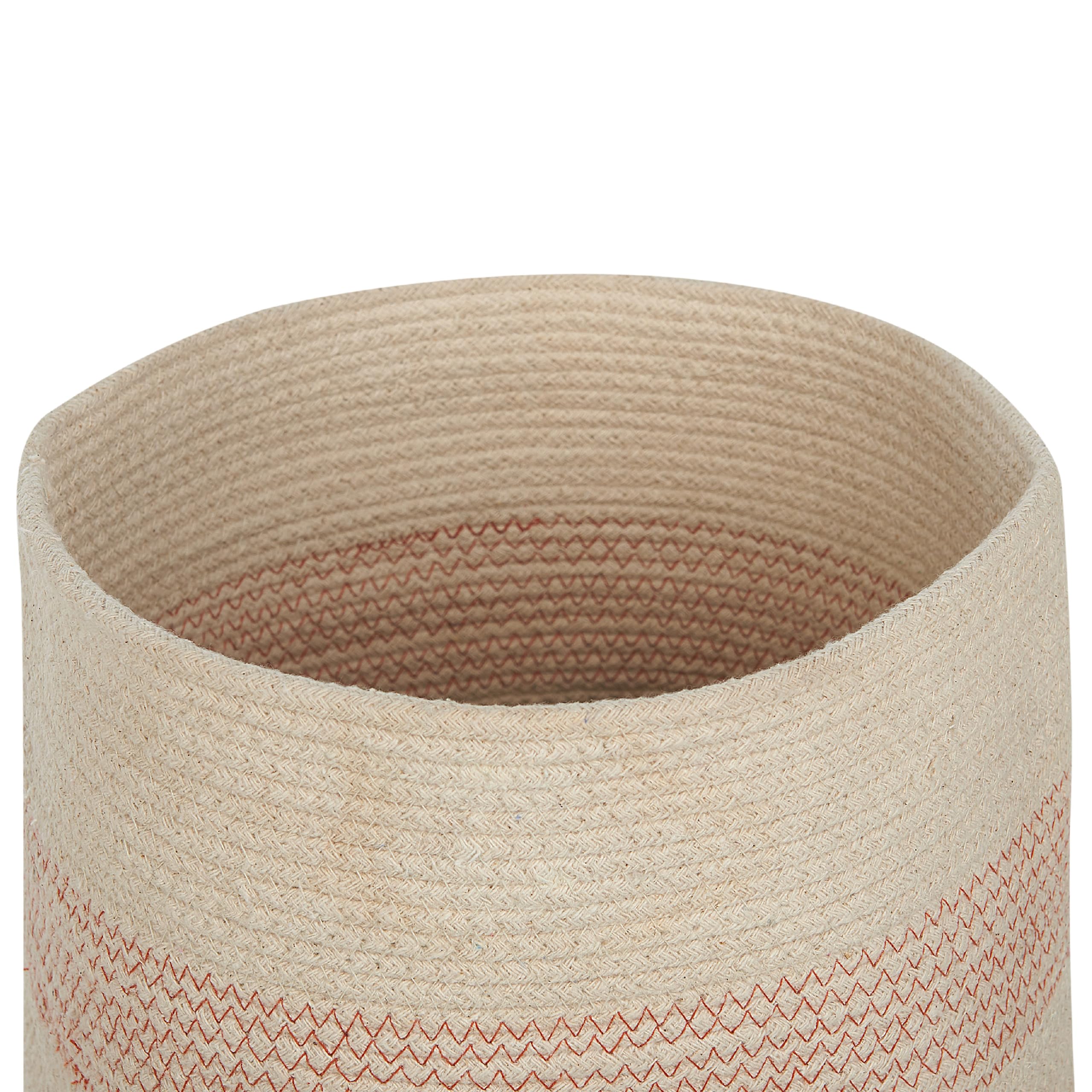 Korb 2er Set Baumwolle hellbeige/rosa geflochten gestreift mit Deckel Boho-Design Silopi