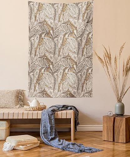 Miniatura 10 de Lunarable Tapiz de girasol tamaño Queen, ramo de ilustraciones inspiradas en la naturaleza abstracta composición retro, colcha colgante de pared,