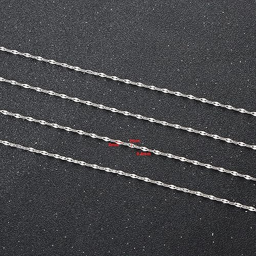 Miniatura 4 de ZZIKO Cadena de acero inoxidable plateado de 32.8 pies, cadenas de eslabones de labios de 0.157 x 0.079 in, cadena de collar de plata con anillos de