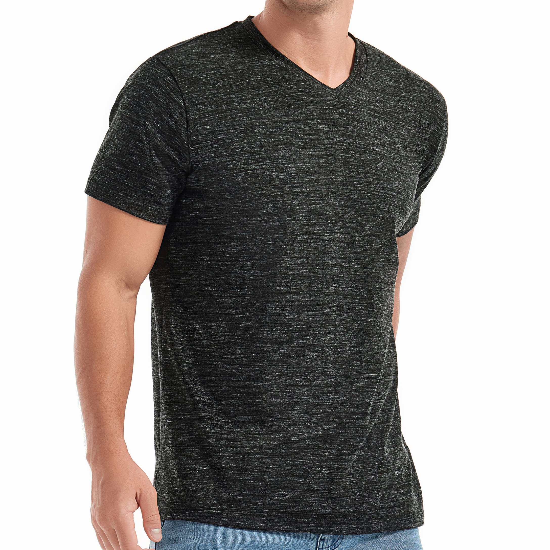 RONOMO Herren T-Shirt Basic T-Shirt mit V-Ausschnitt（V2）