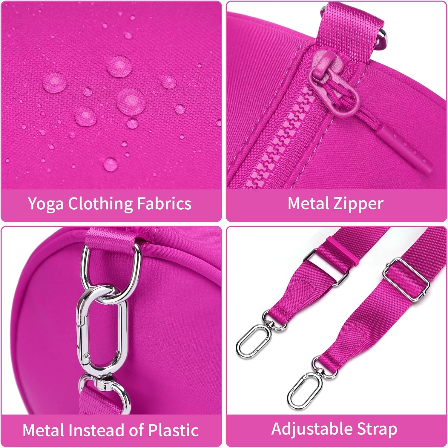 FODOKO mini Gym Bag for Women, barrel purse,Crossbody Duffel Bags Handbag from Gym to Travel(rose red) - Image 5