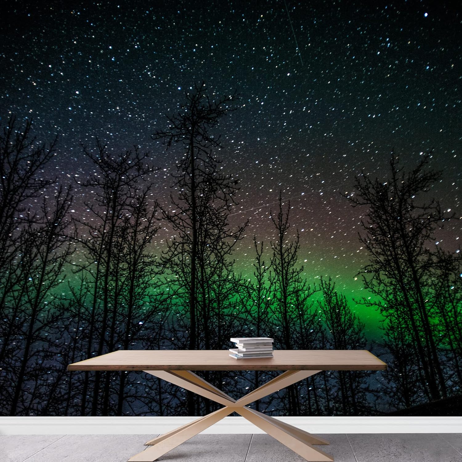 wall26 - Northern Lights Aurora Borealis - Removable Wall Mural | Self-Adhesive Large Wallpaper - 100x144 inches