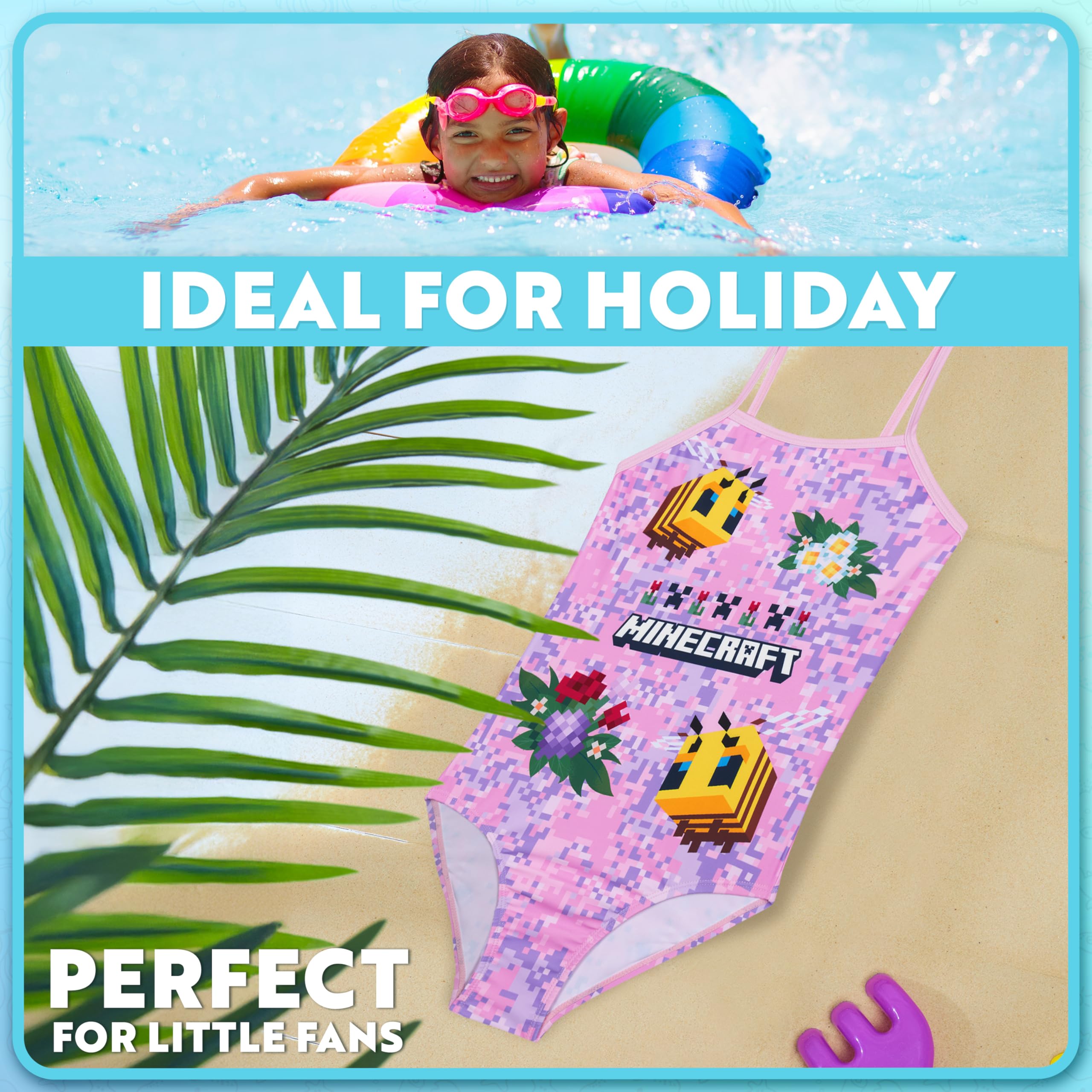 Get Trend Minecraft | Pokemon Maillot de Bain Fille 1 Piece Maillots de Bain Bébé Confortables et Extensibles Cadeau Fille Plage Piscine et Vacances