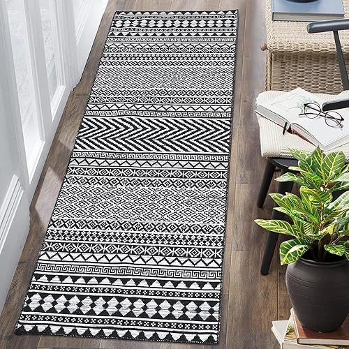 Fashionwu Alfombra de pasillo marroquí que no desprende pelusa, alfombra grande, oriental, envejecida, antigua, para baño, sala de estar, 2 x 10
