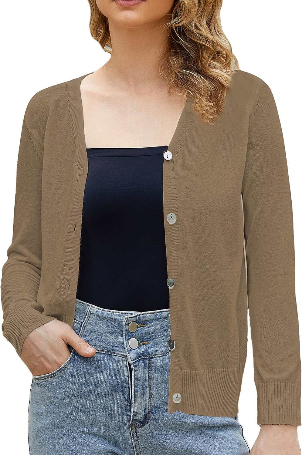 Women’s V-Neck Long Sleeve Button Down Lightweight Sweater Soft Knit Cardigan Women’s V-Neck Long Sleeve Button Down Lightweight Sweater Soft Knit Cardigan