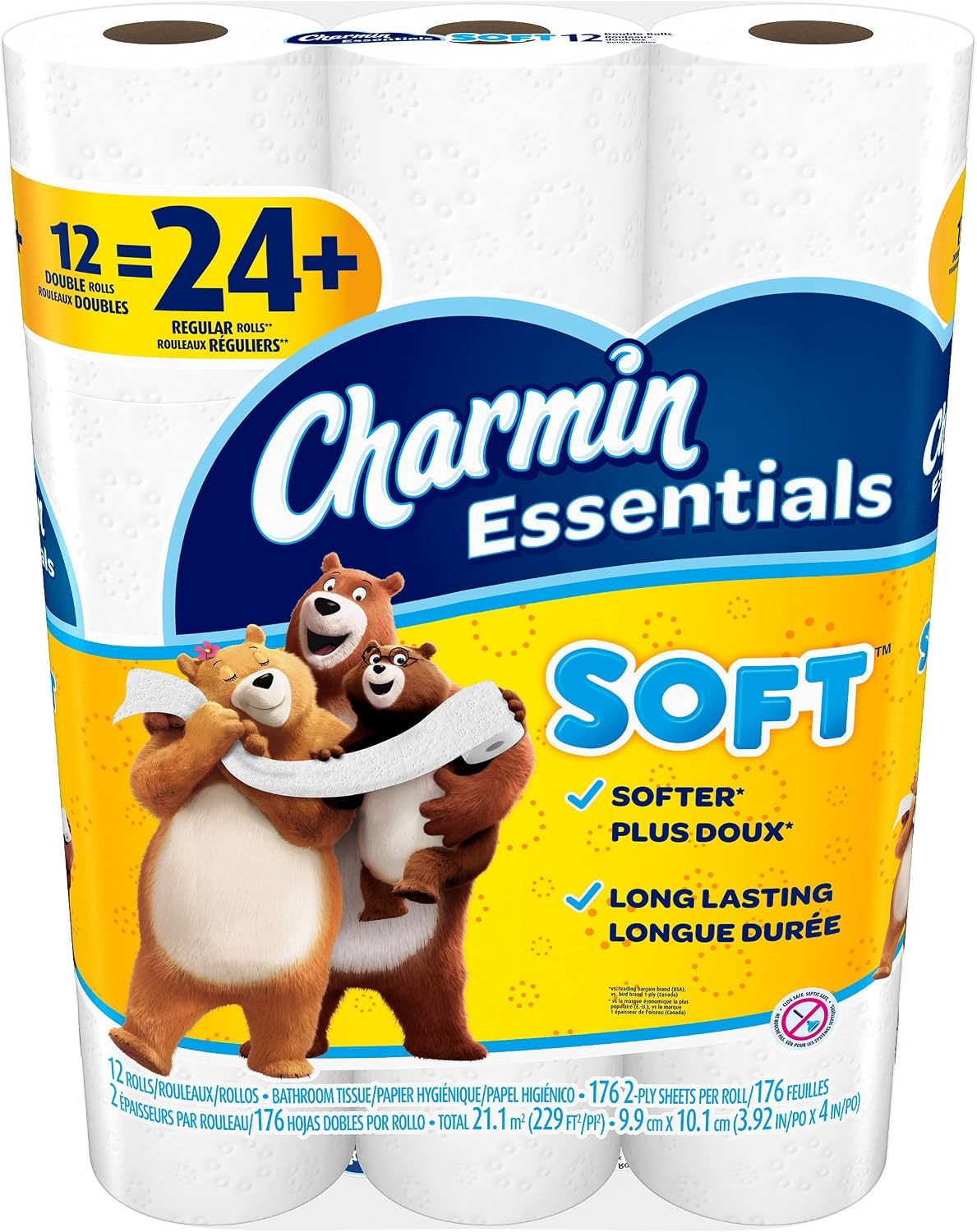 Charmin Essentials Soft Essentials 12 Double Rolls = 24 Regular Rolls
