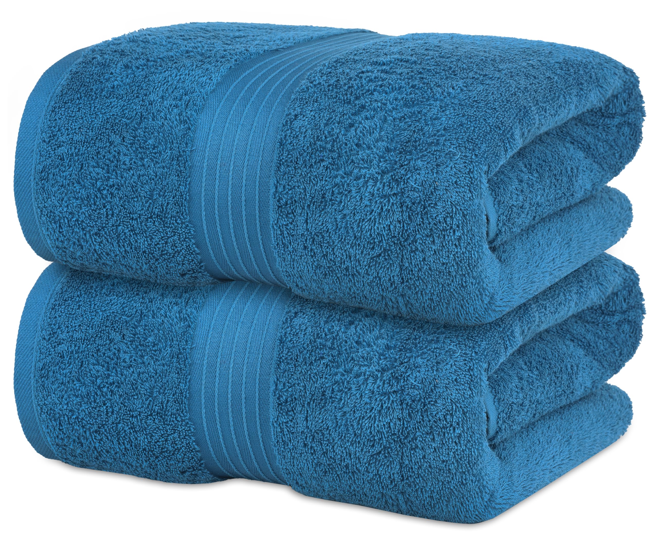 Jumbo Bath Sheet (2 Pack, 90x180 cm) - 600 GSM Large Bath Towel - 100% Combed Cotton Highly Absorbent and Quick Dry Extra Large Bath Towel - Super Soft Hotel Quality Towel