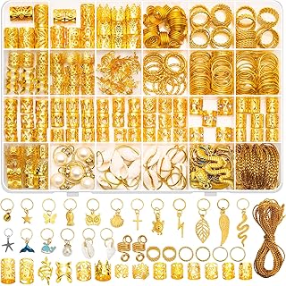 285PCS Gold Hair Jewelry for Braids, Gold Dreadlock Hair Accessories with Pendants Charms, Loc