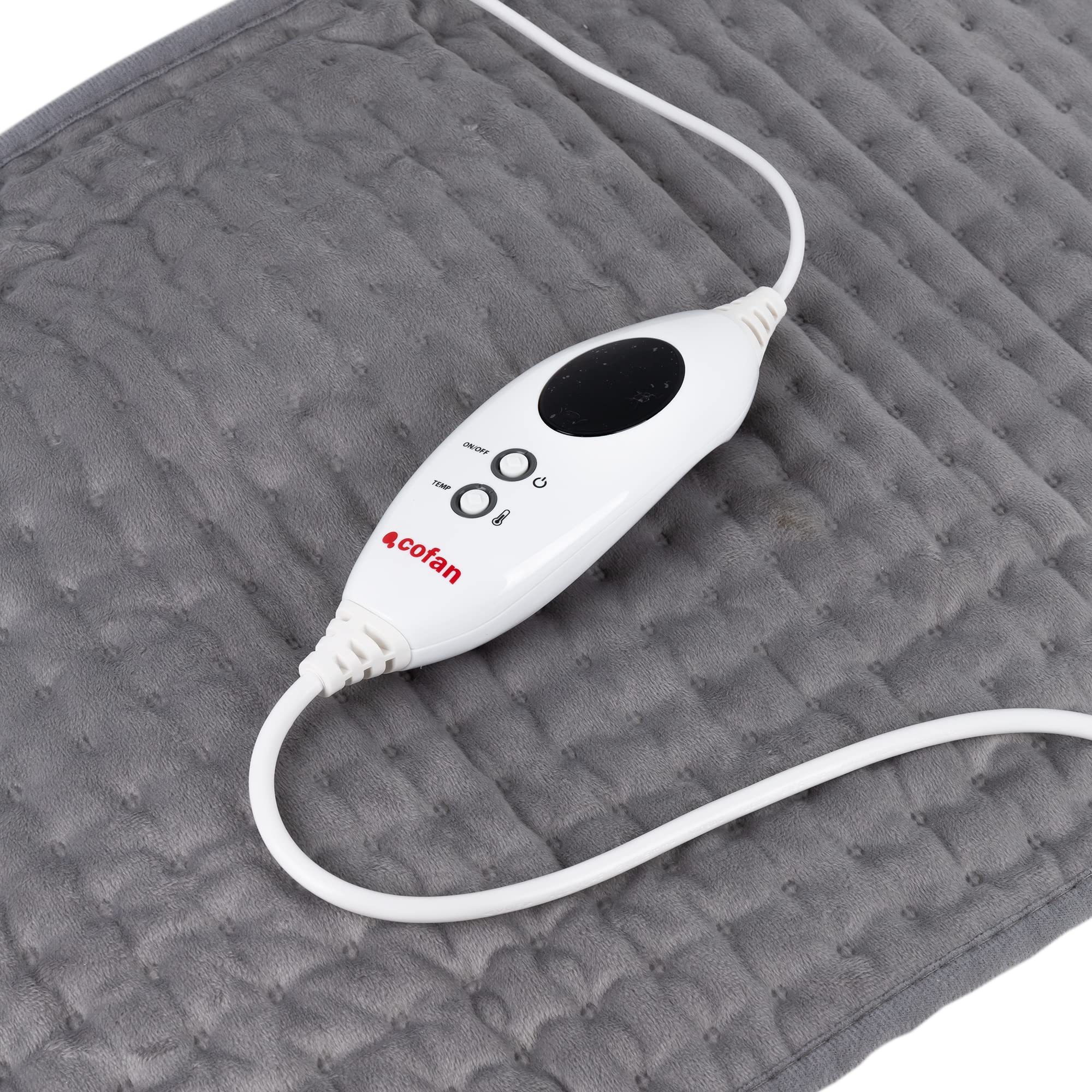 Cofan Cuscino termico elettrico per cervicale | Dimensioni: 65 x 38 cm | Colore: grigio | Allevia i dolori cervicali