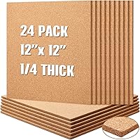 Crtiin 24-Pack 12x12 Inch Self-Adhesive Cork Board Tiles - 1/4" Thick Natural Bulletin Boards for Wall, Office, Home, School DIY