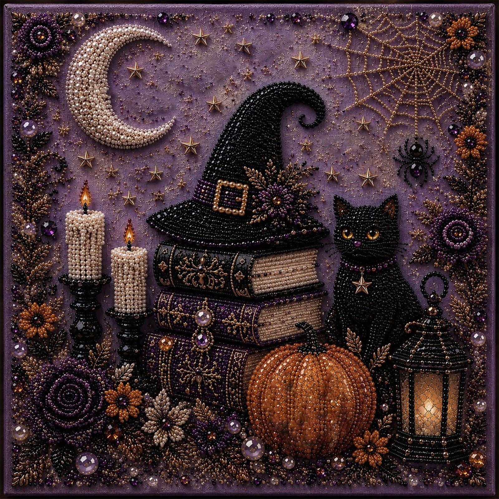 Halloween Ghost Pearl Diamond Art DIY Kit, 3D Pearl Diamond Painting Crafts Kits for Adults, Halloween Ghosts Pearls Art DIY Kit for crafting, Spooky Ghost Festive design for seasonal projects (B)