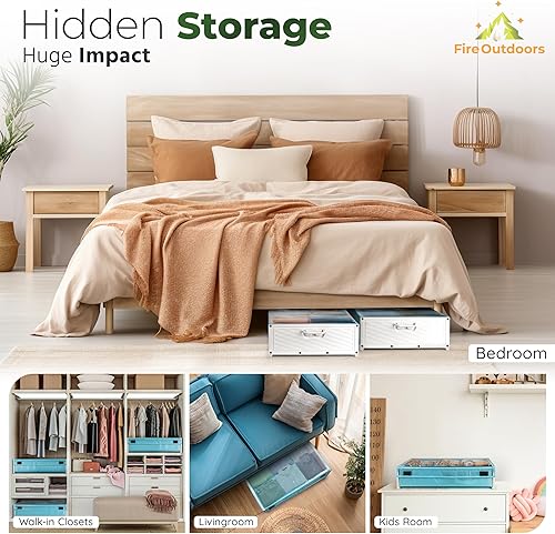 Miniatura 5 de Almacenamiento debajo de la cama con ruedas - Contenedores de almacenamiento debajo de la cama sin esfuerzo para ropa y zapatos - Cajones