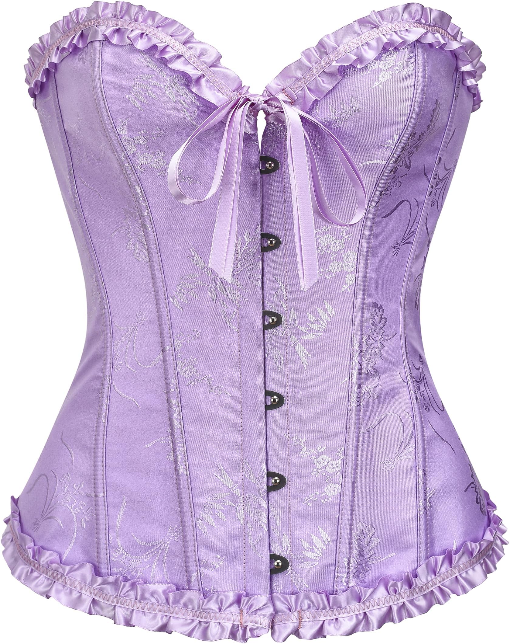 Corset Tops for Women, Bustier Shapewear Lingerie, Lace Waist Push Up Bodysuit