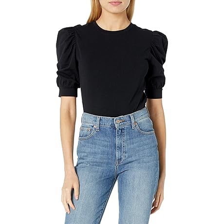 Women's Mariko Puff-Sleeve Crew-Neck Stretch Jersey T-Shirt