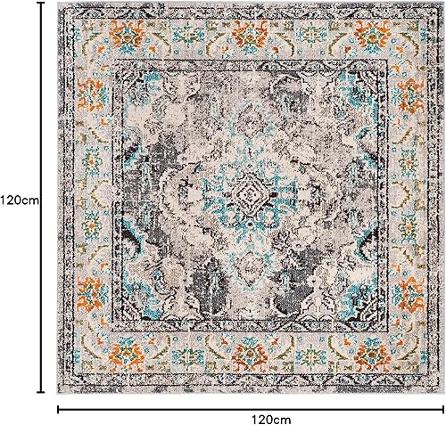 Miniatura 172 de Safavieh Tapete de área grande, colección Monaco, 11 pies x 15 pies, azul marino y celeste, diseño desgastado de medallón, no desprende pelusa