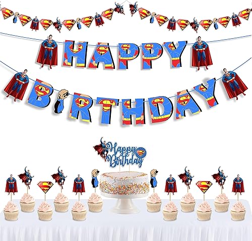 Vista 75 de Petr Pan Theme Birthday Party Supplies – Neverland Decoration Boys Girls – Includes Happy Birthday Banner, Cake Topper, Cupcake Toppers, Garland &