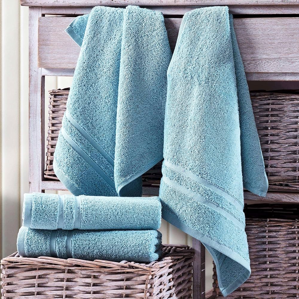 Qute Home 4-Piece Bath Towels Set, 100% Turkish Cotton Premium Quality Towels For Bathroom, Quick Dry Soft And Absorbent Turkish Towel, Set Includes 4 Bath Towels (Grey