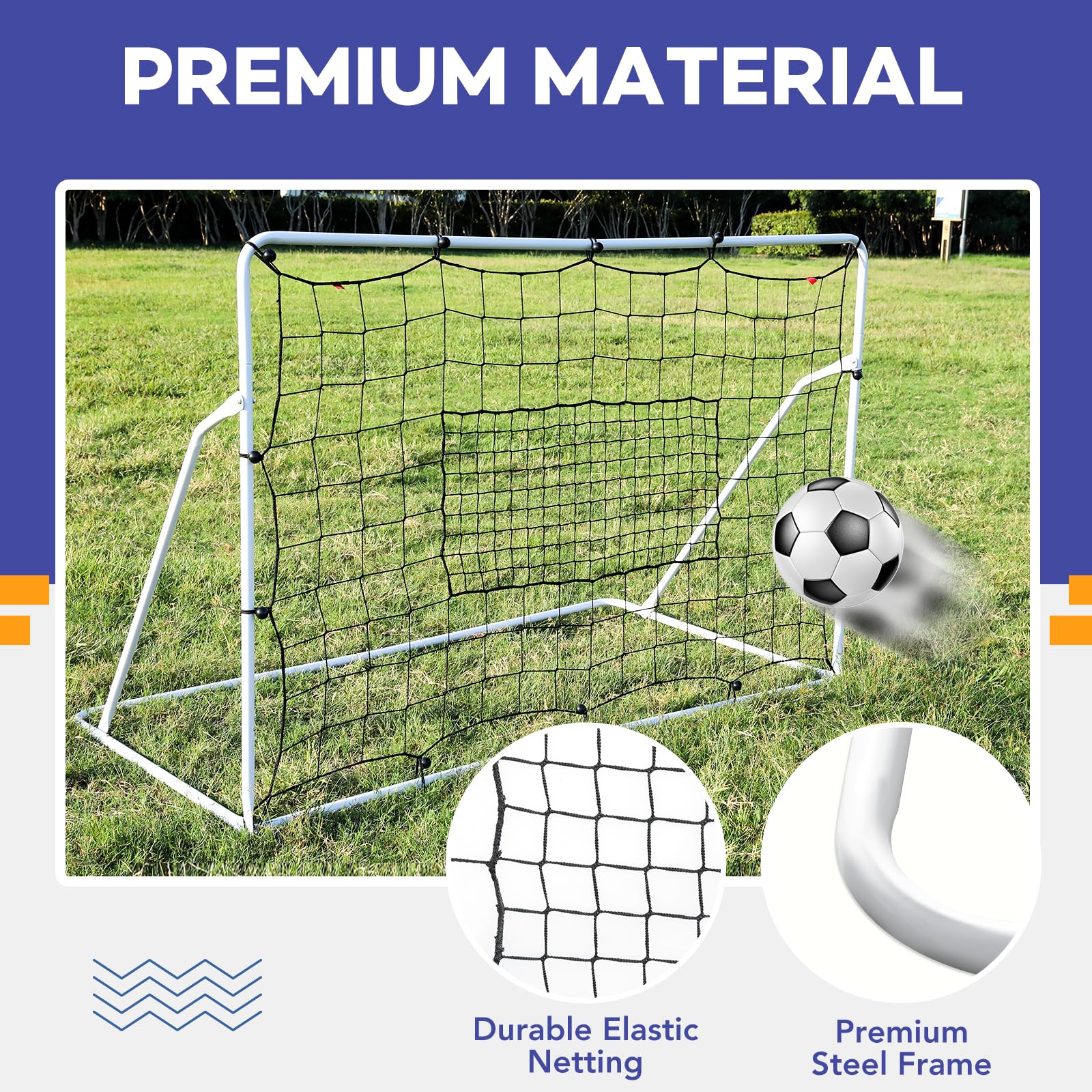 Rete da Rimbalzo per Calcio, Rete da Rimbalzo per Calcio in Acciaio, Rete di Rimbalzo per Allenamento di Calcio in Giardino e Allenamento di Calcio 6'x4' e 12'x6'