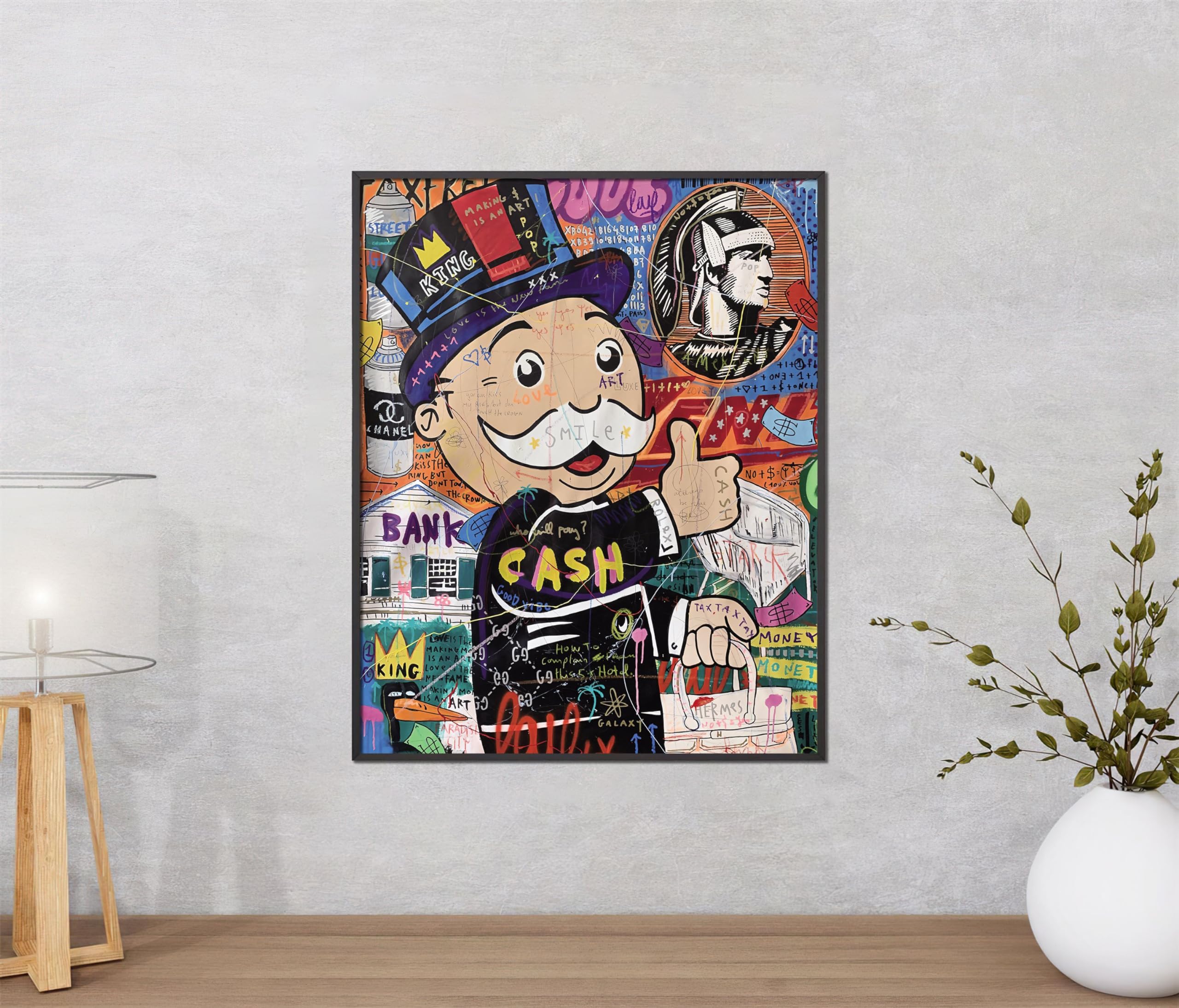 ABCWARRT Poster Toile ALEC Monopoly Time Is Money - Décoration Murale Graffiti Sans Cadre 30x40cm