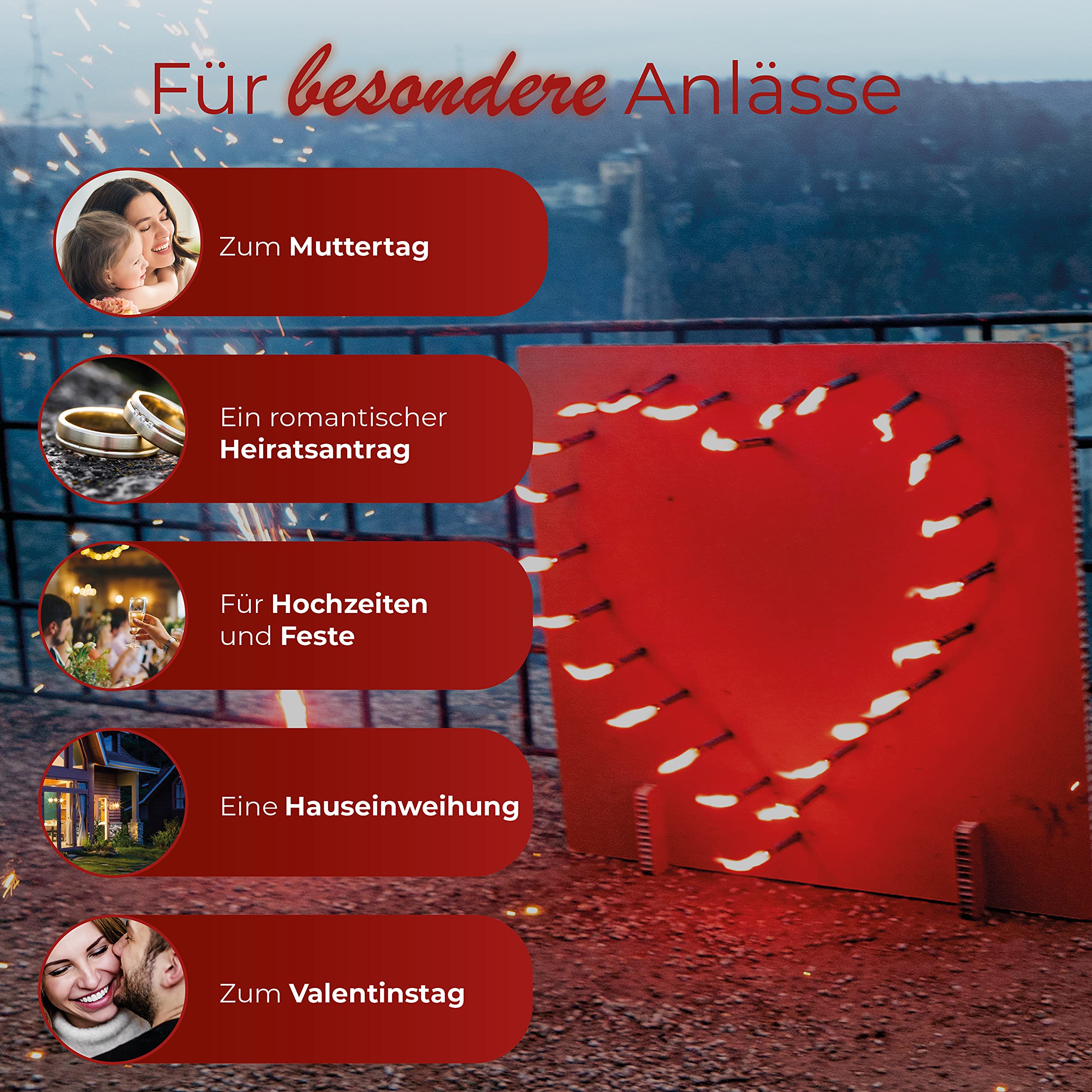 Feuerwerk Geburtstag - Brennendes Herz Heiratsantrag Verlobung