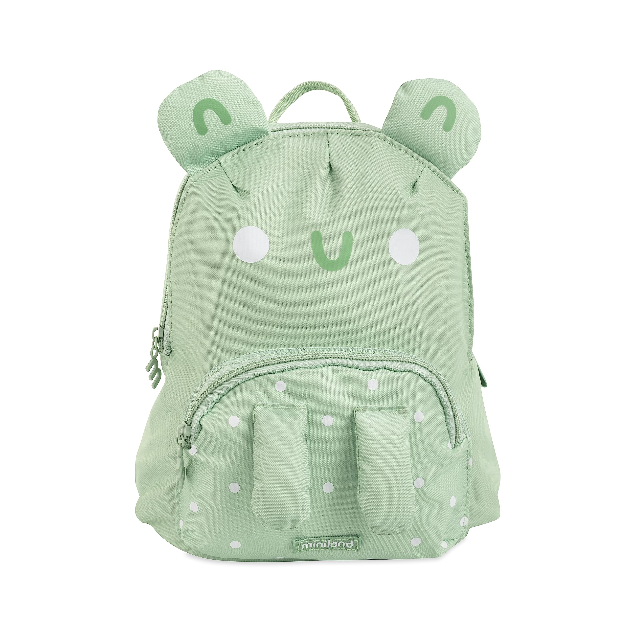 Miniland Ecothermibag Kid Frog. Mochila nevera Infantil para guardería, excursiones y meriendas fabricada en Textil reciclado.