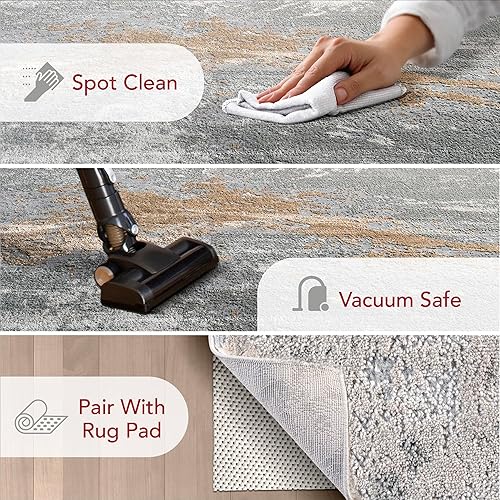 Miniatura 3 de nuLOOM alfombra para corredor Cyn Abstract dorada de 2 pies 8 pulgadas x 8 pies