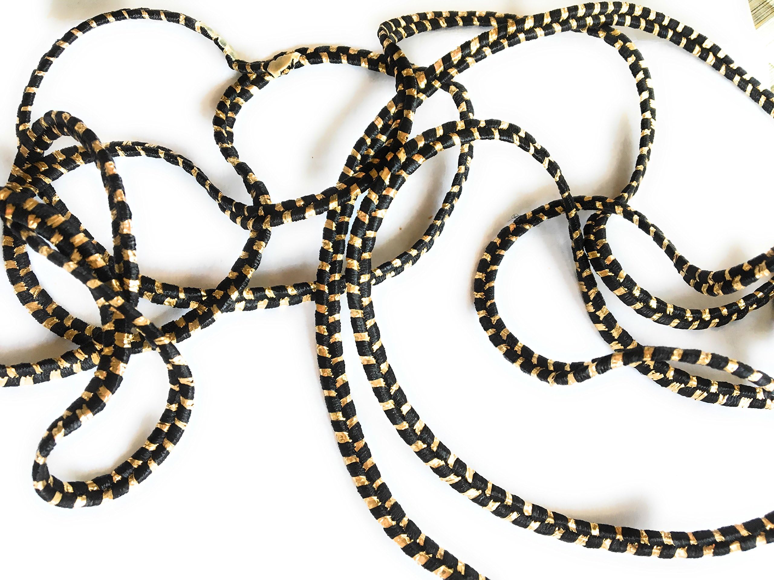 Elastic Soutache Brown /Gold Lurex Braided Cord Beading ,1/4" (5mm) Sewing ,Quilting Trimming - 5 yards