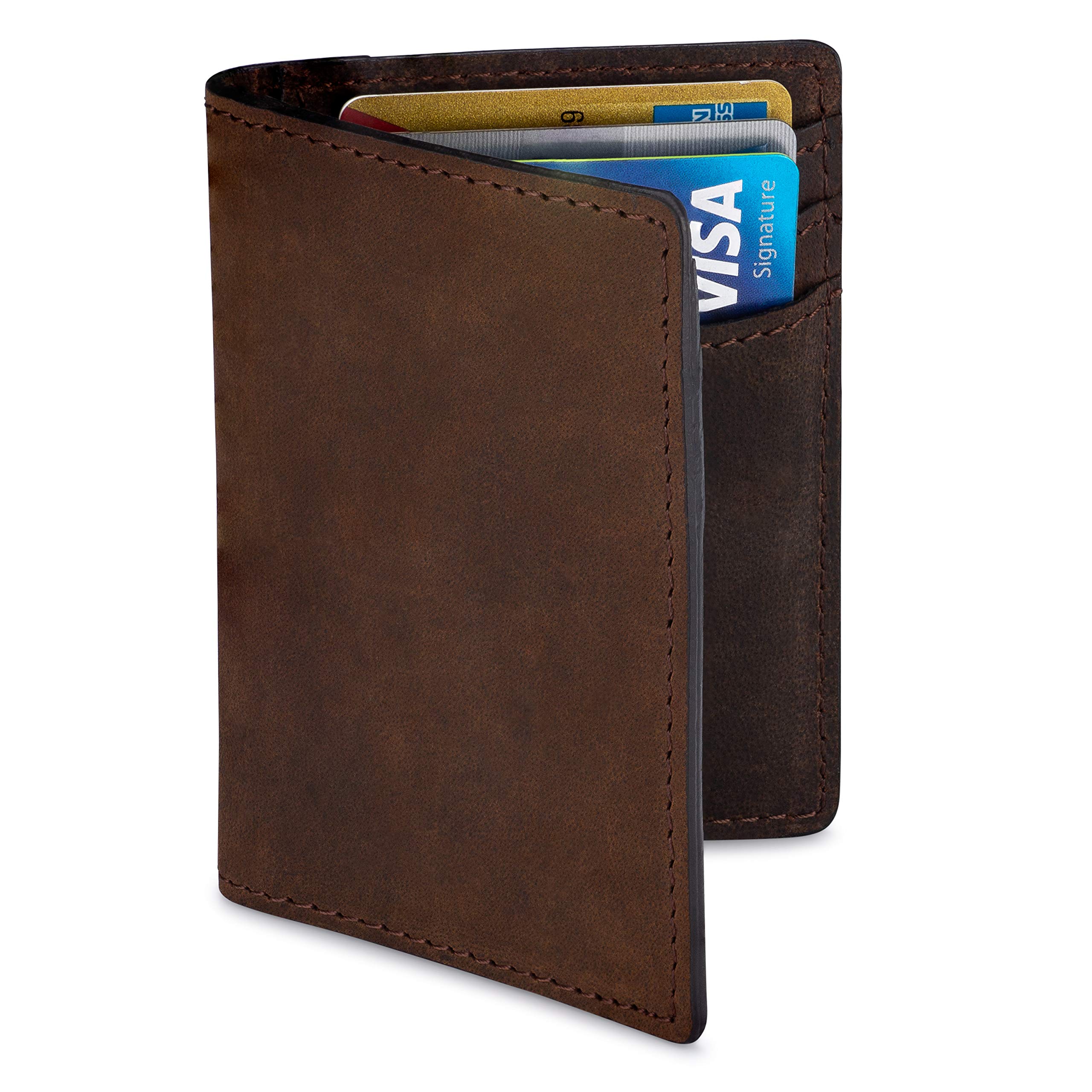 NKPTPremium Leather Credit Card Holder Wallet for Men | Slim RFID Blocking Wallet, Brown