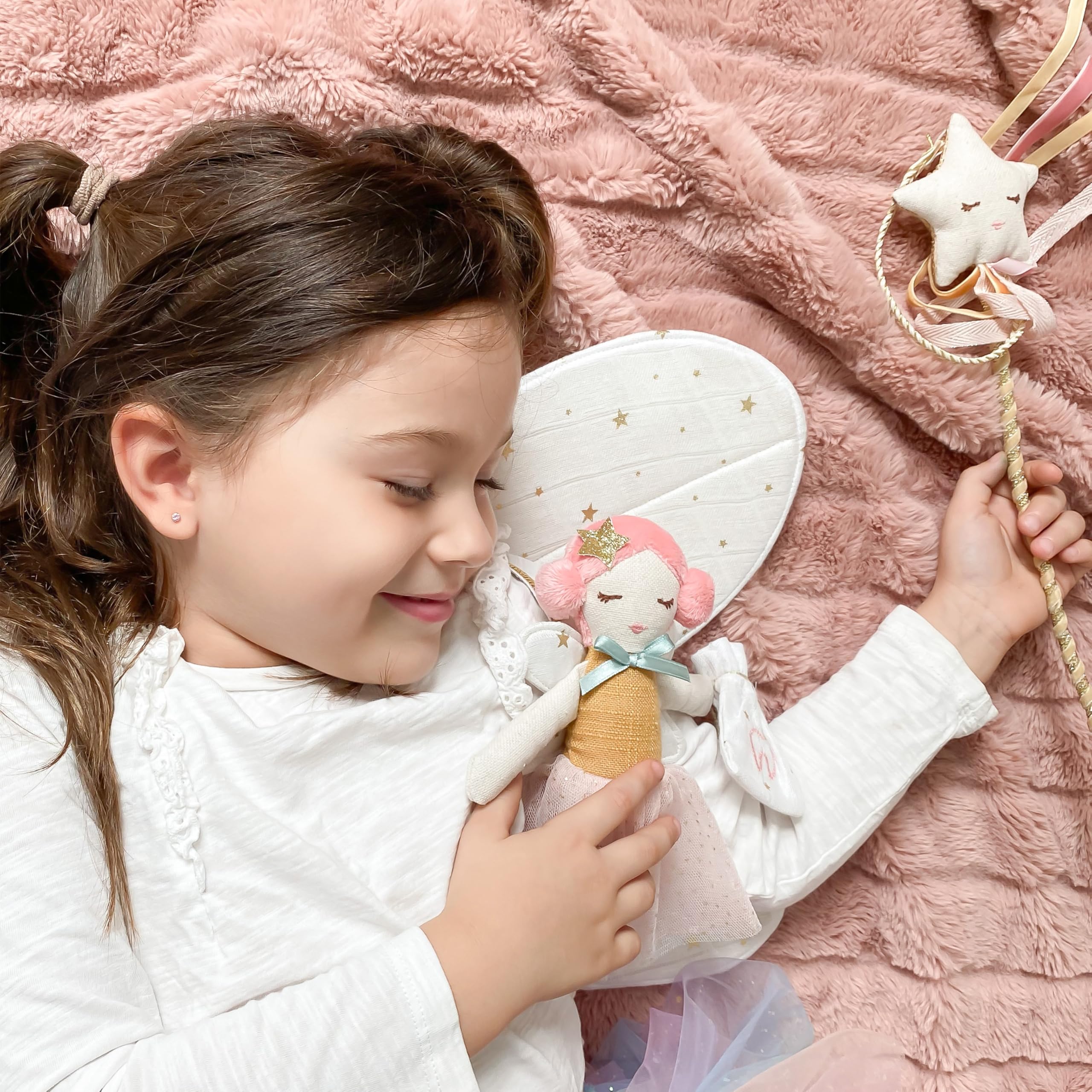 MON AMI Bambola fatina dei denti con sacchetto per i denti, bambola di peluche da 25,4 cm, per i primi denti sciolti, per ragazzi e ragazze, perfetta per bambini e facile esperienza con la fatina dei
