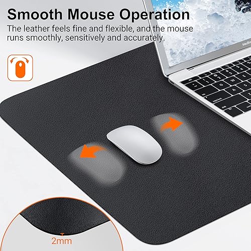 Miniatura 5 de HOOMIL Almohadilla de escritorio, 32 x 16 pulgadas, extendida, antideslizante, de piel sintética, alfombrilla para mouse para computadora, color