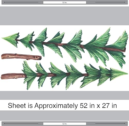 Miniatura 2 de Juego de 3 calcomanías de acuarela de pinos para decoración de habitación, diseño de bosque Chromantics