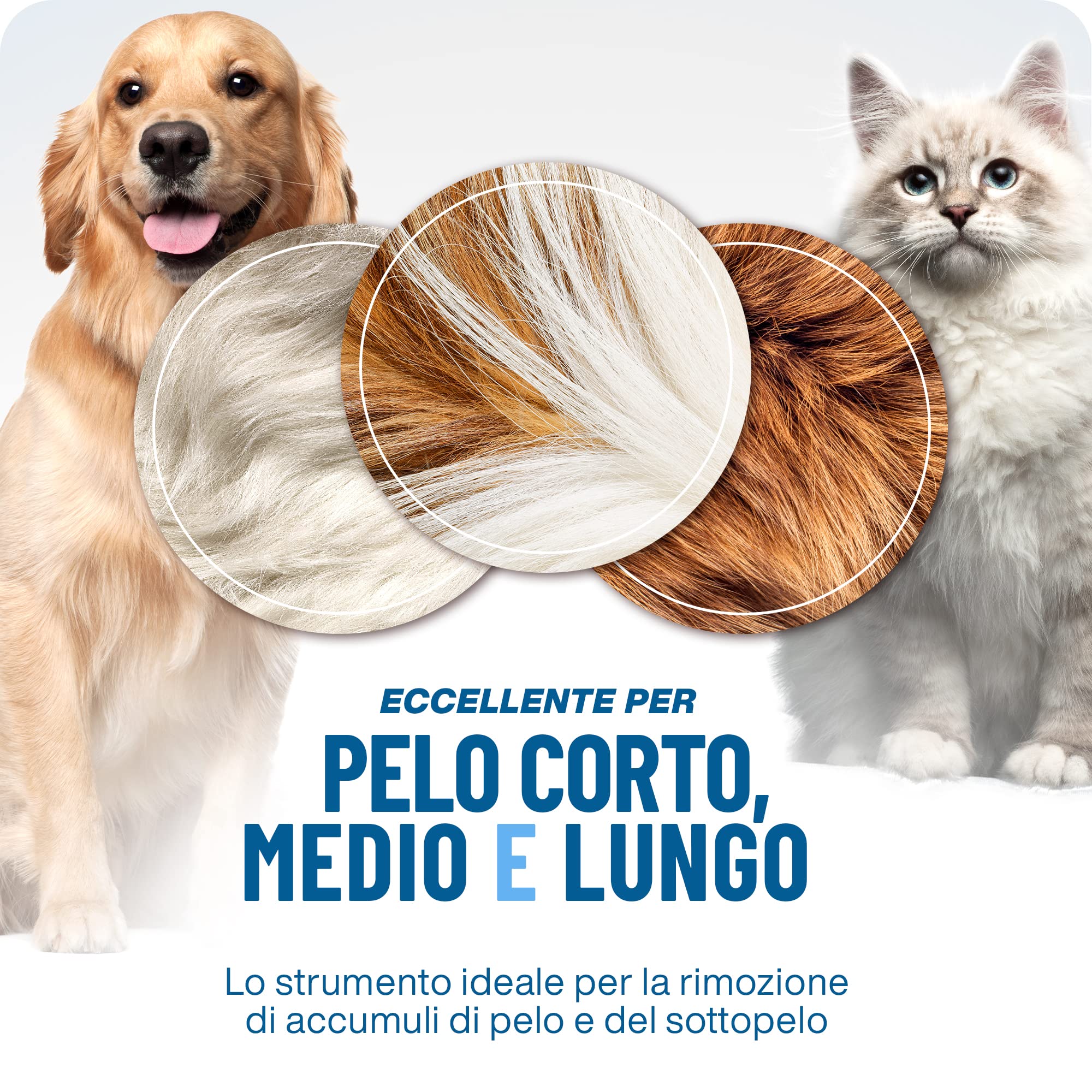 PETPROVED Spazzola per Cani Pelo Lungo Medio 2in1 Sottopelo Spazzola Cani Gatto Pelo Lungo Avanzate Doppia Faccia Spazzole per Gatti Medio