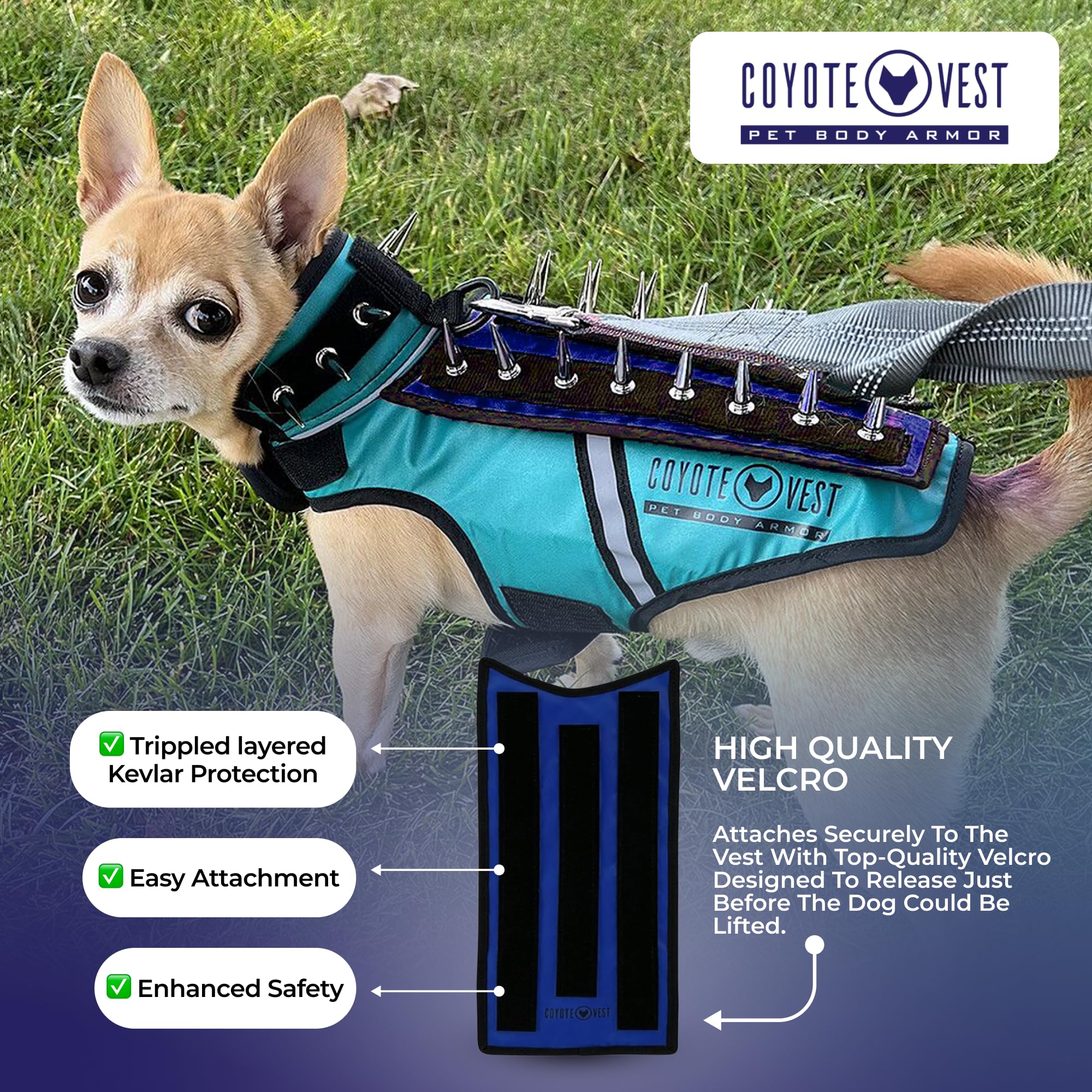 CoyoteVest HawkShield podkładka do kamizelki CoyoteVest lub SpikeVest dla psa, ochronne akcesoria dla psów, aby chronić Twojego zwierzaka przed atakami Raptora, jastrząb, kojotą i zwierzętami (XXS, królewski niebieski)