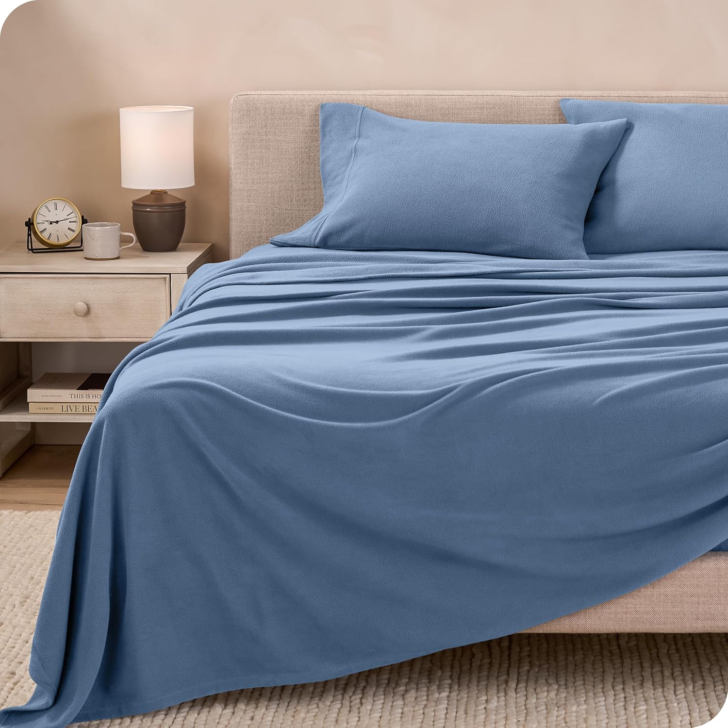 Twin XL Coronet Blue Deep Pocket Polar Fleece Sheet Set