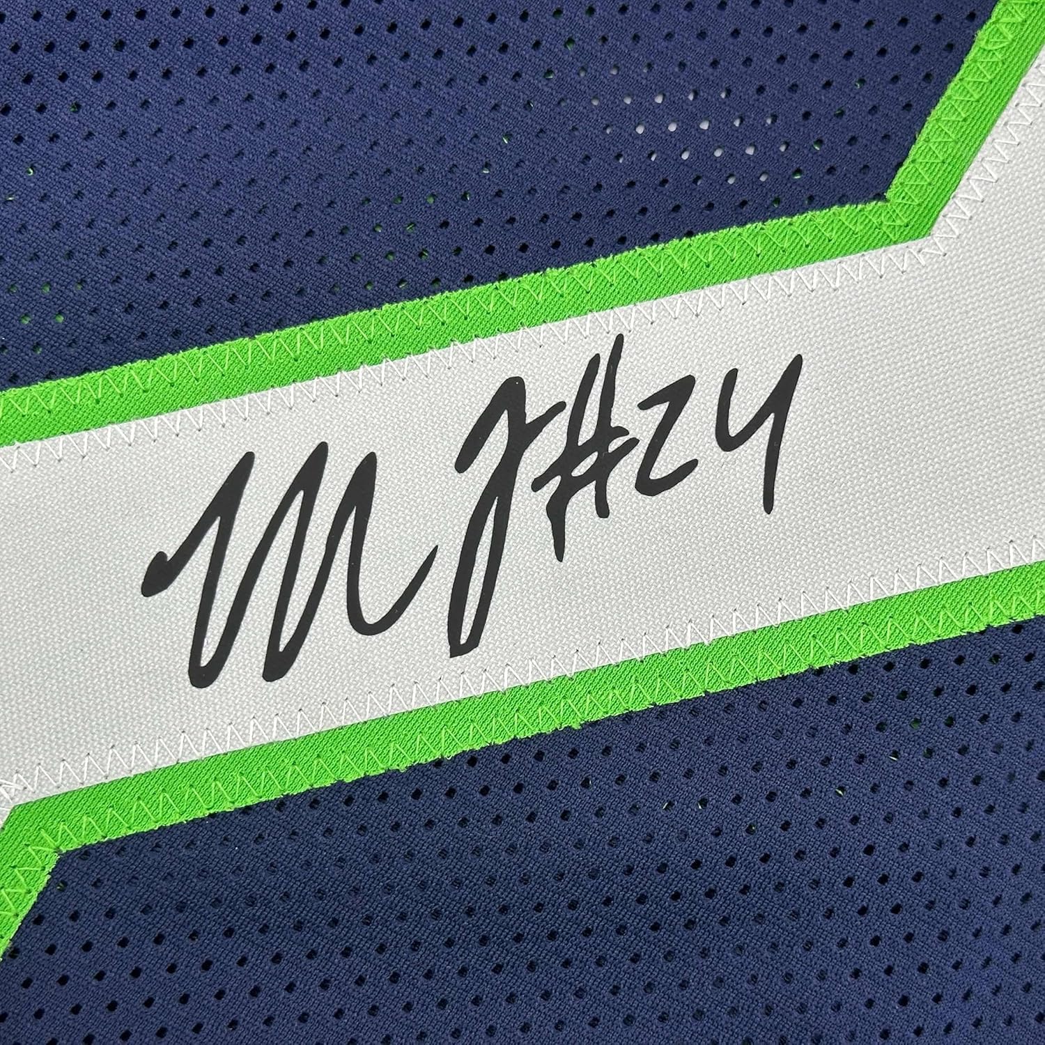 Facsimile Autographed Marshawn Lynch Seattle Blue Reprint Laser Auto Football Jersey Size Men's XL