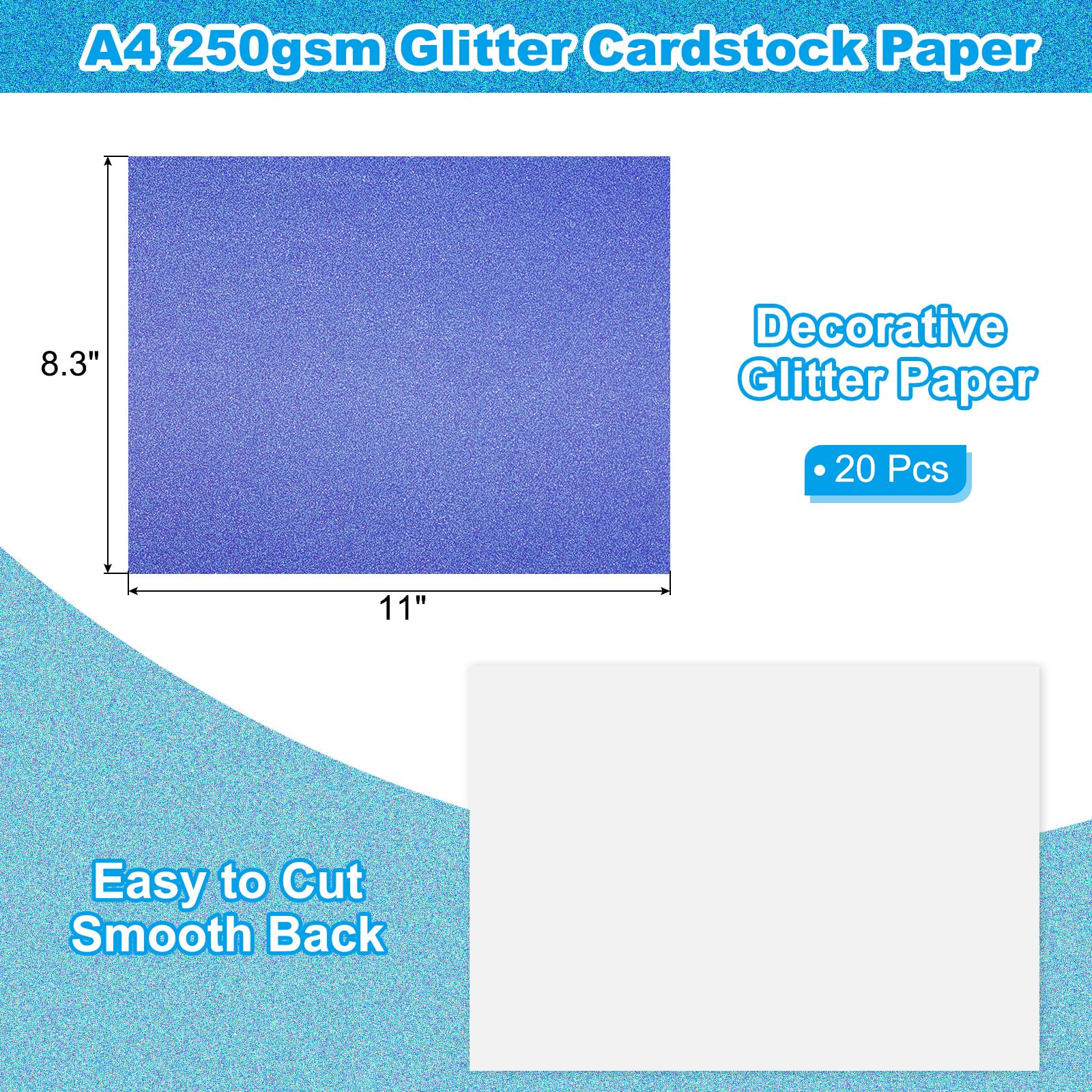 PATIKIL 20 Sheets Dark Blue Glitter Cardstock 8.5 x 11 in - Image 2
