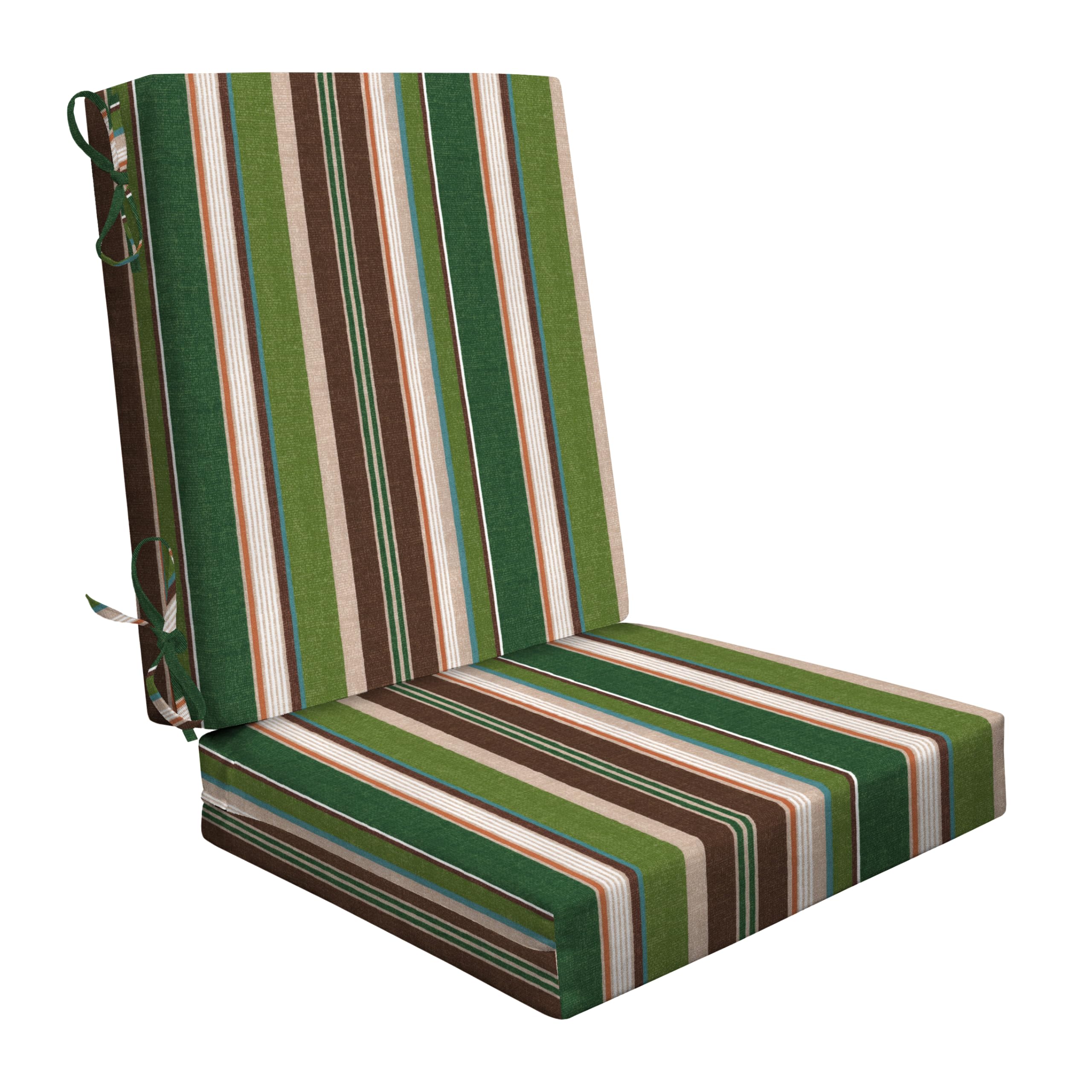 Honeycomb Outdoor Highback, 21 x 42, Stripe Pine Green Chair Cushion for Patio Furniture